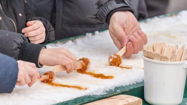 Maple Taffy On Snow At The Sugar Shack, In Montreal, Canada (201